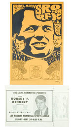 "SRO FOR RFK" 1968 CAMPAIGN ROCK CONCERT POSTER WITH ANNOUNCEMENT FLIER.
