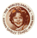 SHIRLEY TEMPLE SCARCEST VERSION 1930s DOLL BUTTON FROM CPB.