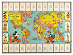 "MICKEY MOUSE GLOBE TROTTERS" PREMIUM MAP W/ENVELOPE AND MEMBERS BUTTON.