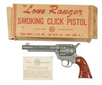 "THE LONE RANGER SMOKING CLICK PISTOL" BOXED WITH SMOKE AMMO AND MUZZLE CAP.