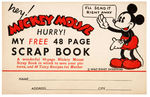 "MICKEY MOUSE RECIPE SCRAP BOOK" WITH MAILING ENVELOPE/RECIPE CARDS/PROMO POSTCARDS..