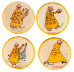 YELLOW KID GROUP OF FOUR BUTTONS.