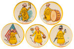 YELLOW KID GROUP OF FIVE BUTTONS.