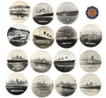 OCEANLINERS & FERRYS 14 OF 17 LISTED IN HAKE'S BUTTONS IN SETS PLUS NEW DISCOVERY.
