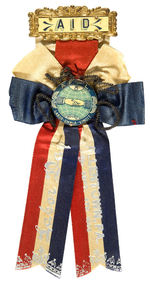 "A.F.OF L. 8-HOURS" LARGE 1905 LABOR DAY RIBBON BADGE.