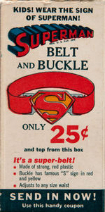 SUPERMAN KELLOGG'S PREMIUM BELT/BUCKLE & CEREAL BOX WITH OFFER.