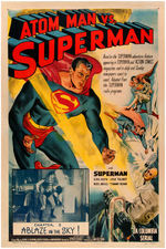 "ATOM MAN VS. SUPERMAN" LINEN-MOUNTED MOVIE SERIAL POSTER.