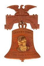 “NATIONAL REPUBLICAN CONVENTION 1900 PHILADELPHIA” LIBERTY BELL BADGE WITH McKINLEY PORTRAIT.