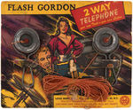 "FLASH GORDON 2 WAY TELEPHONE" SET ON STORE CARD.