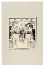 FDR-WILLKIE 1940 EDITORIAL CARTOON ORIGINAL ART BY WALLACE GOLDSMITH.