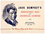 "JACK DEMPSEY'S RESTAURANT" 13 PIECE LOT INCLUDING AUTOGRAPHED PHOTO.
