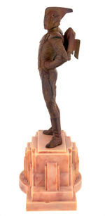 "THE ROCKETEER" BRONZE STATUE ON DECO BASE BY KENT MELTON.