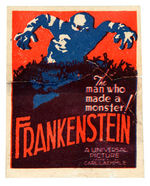 "FRANKENSTEIN" PROMOTIONAL ADVERTISING STICKER.