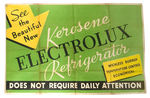 "KEROSENE ELECTROLUX REFRIGERATOR" LARGE CLOTH BANNER.