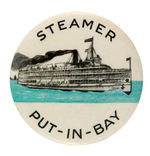 PADDLE WHEEL AND FERRY BOATS FIVE BUTTONS, ENAMEL PIN AND MIRROR.