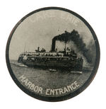 PADDLE WHEEL AND FERRY BOATS FIVE BUTTONS, ENAMEL PIN AND MIRROR.