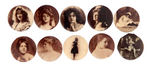EARLY, BUT UNIDENTIFIED, ACTRESSES RARE BUTTONS CIRCA 1904.