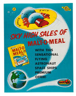 “MALT-O-MEAL FLYING ASTRONAUTS SPACE SHIPS” PROMO FOLDER AND FILE COPY BOX LABEL.