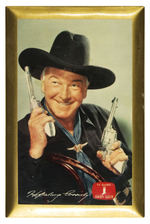 "HOPALONG CASSIDY/TV GUIDE COWBOY ALBUM" CELLULOID-COVERED WALL PLAQUE.