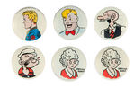 COMIC TOGS GROUP OF SIX SCARCE BUTTONS.