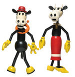 HORACE HORSECOLLAR AND CLARABELLE COW ONE-OF-A-KIND FOLK ART CREATIONS BY KEITH KAONIS.