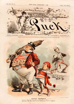 "PUCK" 1886-1887 BOUND VOLUME OF 25 POLITICAL SATIRE MAGAZINES.