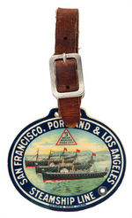 THREE CHOICE COLOR CELLULOID STEAMSHIP LUGGAGE TAGS.