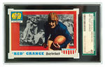"RED GRANGE OVAL BUTTON AND 1955 TOPPS CARD.