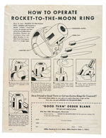 KIX CEREAL 1951 ROCKET-TO-THE-MOON RING WITH ONE GLOWING ROCKET, INSTRUCTIONS, MAILER.