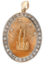 DISNEY WORLD 14K GOLD WITH 35 DIAMONDS TOP QUALITY PENDANT WITH 3-D CASTLE.
