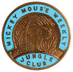 "MICKEY MOUSE WEEKLY JUNGLE CLUB" 1930S ENGLISH BADGE.