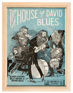 “THE HOUSE OF DAVID BLUES” FRAMED SHEET MUSIC/SIX VINTAGE REAL PHOTO POSTCARDS.