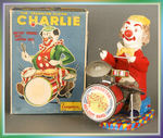 "CHARLIE THE DRUMMING CLOWN" BOXED BATTERY TOY.