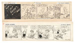 "MUGGS McGINNIS" ORIGINAL DAILY STRIP PAIR-ONE WITH MICKEY MOUSE CONTENT.