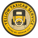“YELLOW TAXI CAB SERVICE” 3” CELLULOID PAPERWEIGHT MIRROR.