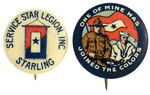 SON IN SERVICE PAIR OF RARE WORLD WAR I BUTTONS FROM HAKE COLLECTION AND CPB.