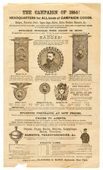 “THE CAMPAIGN OF 1884!” TWO-SIDED AD WITH PRICE LIST.