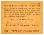 “MICKEY MOUSE WITH THE MOVIE STARS” GUM CARD #108.