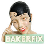 JOSEPHINE BAKER “BAKERFIX” HAIR POMADE STORE COUNTERTOP DISPLAY BUST.