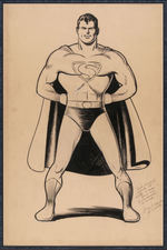 JOE SHUSTER FRAMED SUPERMAN SPECIALTY ART SIGNED BY SUPERMAN'S CREATORS JERRY SIEGEL & JOE SHUSTER.