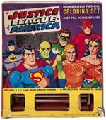 "JUSTICE LEAGUE OF AMERICA NUMBERED PENCIL COLORING SET."