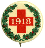 CHRISTMAS RED CROSS TRIO OF BUTTONS INCLUDING 2 RARITIES.