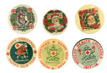 “AMERICAN RED CROSS” 6 OF THE FIRST 8 CHRISTMAS BUTTONS 1912-1918.