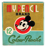 FULL BOX OF 12 SETS  PLUS 1 LOOSE BOX OF MICKEY MOUSE COLORED PENCILS.