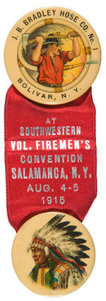 NEW YORK 1915 FIREMEN’S CONVENTION FEATURING 2 MULTICOLORED CELLULOIDS.