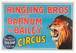 "RINGLING BROS AND BARNUM & BAILEY CIRCUS" LION POSTER.