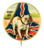 SUPERB WWI BUTTON SHOWING BRITISH BULLDOG AND FLAG FROM THE HAKE COLLECTION.