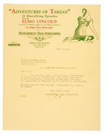 "ADVENTURES OF TARZAN" ELMO LINCOLN THEATER BOOKING LETTERHEAD.