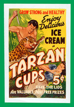 "ENJOY DELICIOUS ICE CREAM IN TARZAN CUPS" LINEN-MOUNTED STORE SIGN.