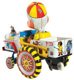 DONALD DUCK FIRE TRUCK VERY RARE WIND-UP TOY BY LINE MAR.